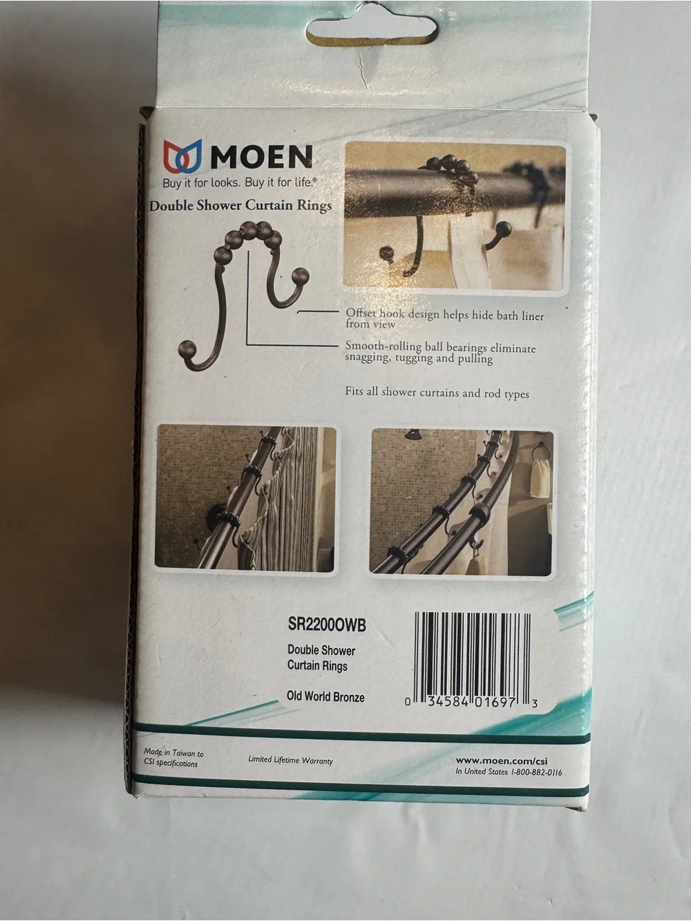 ✨ NEW Moen Double Shower Curtain Rings - Old World Bronze - Set of 12 ✨
